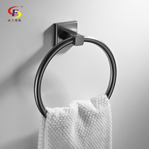 Wire Drawing Gun Grey All-copper Towel Ring Free Of Punch Towel Ring Bathroom Round Towel Hanging Ring Toilet Wipe Hand Towel Rack