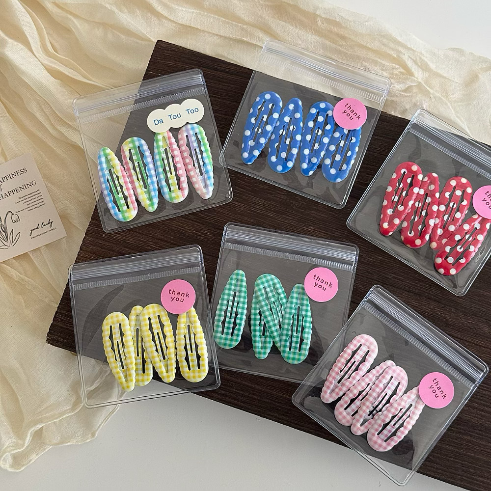 亮色可爱格子波点基础滴胶BB夹儿童碎发夹少女心水滴刘海夹侧边夹,淘宝优惠券,粉丝福利购,淘宝优惠卷