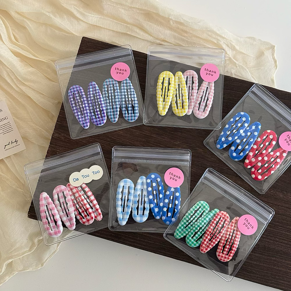 亮色可爱格子波点基础滴胶BB夹儿童碎发夹少女心水滴刘海夹侧边夹,淘宝优惠券,粉丝福利购,淘宝优惠卷