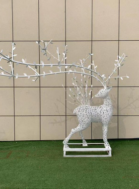 定制玻璃钢仿真梅花鹿园林雕塑