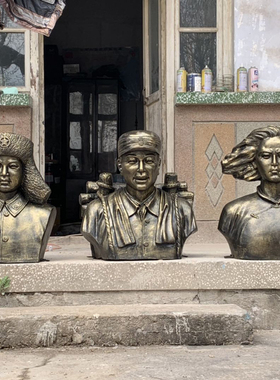 玻璃钢学校头像雕塑摆件仿铜现货