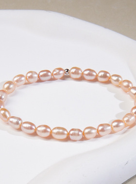 淡水珍珠小米珠弹力绳手链女不掉色简约小众仙气风少女感