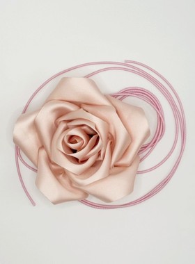 复古女腰绳立体缎面玫瑰花朵项链发带chocker连衣裙腰间配饰