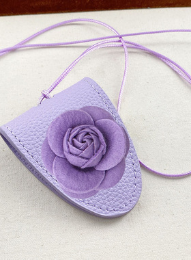 多巴胺山茶花磁吸皮革挂脖眼镜夹项链墨镜挂绳装饰配饰长款毛衣链