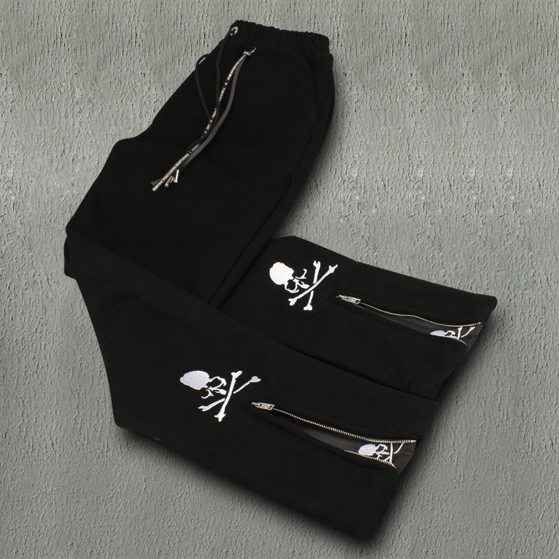 欧美 MMW MMJ22S骷髅刺绣运动裤休闲长裤修身暗黑风格经典款加厚-图3