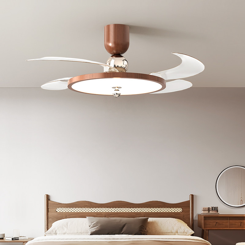 新款中古风胡桃木色风扇吸顶餐厅卧室隐形扇叶静音护眼餐桌电扇灯,淘宝优惠券,粉丝福利购,淘宝优惠卷