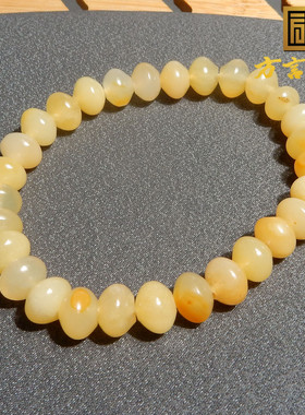惊呆方言品牌和田玉精品特色唐河黄沁籽料算盘珠卡8mm手串手链R5