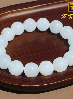 冰底白玉手串圆珠12mm玉手链