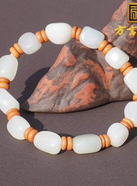 和田玉新疆且末老料细腻白玉手串