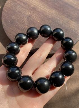 新疆如墨墨玉籽料18mm圆珠手串