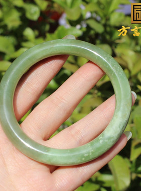 青海料翠青带墨双色58mm圆条手镯