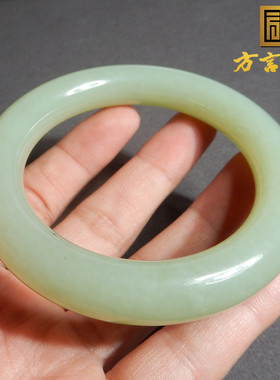 方言品牌和田玉精品佩戴级新疆且末老料黄口内径卡56mm圆条手镯A2