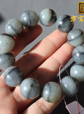 方言和田玉青花籽料一线天手链