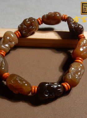 罕见方言佩戴级和田玉新疆且末料高脂高油红糖玉罗汉头手串手链s2