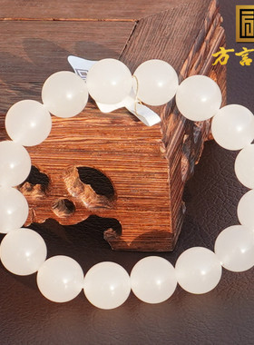 和田玉青海料高冰白玉无结构手串