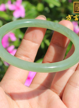 方言和田玉俄料粉青猫眼碧玉手镯