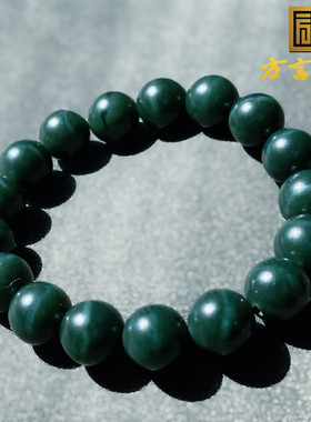 爆火方言和田玉精品特色新疆玉龙河沙枣青籽料一线天卡12mm手串w3