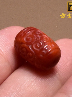 方言柿子红南红玛瑙勒子桶珠配饰