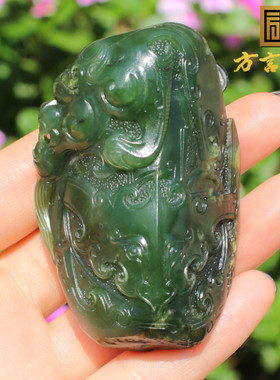 方言和田玉精品佩戴级新疆黄皮碧玉籽料油润貔貅锦灰堆手把件A5