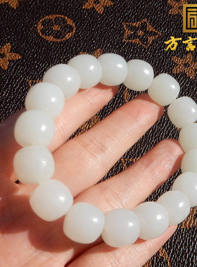 俄罗斯羊脂白玉卡12mm老型珠手串