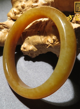 罕见方言和田玉巨漏精品新疆且末红糖糖玉高脂内径50mm正装手镯w1