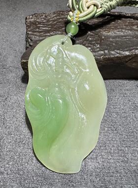 收藏级方言和田玉老坑青海料高品质难得一见带翠莫高窟飞仙飞天S