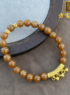 新疆且末糖玉红糖色8mm圆珠手链