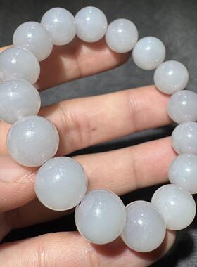 美哭了方言和田玉老坑青海料精美油糯油润12mm烟紫手串手链S