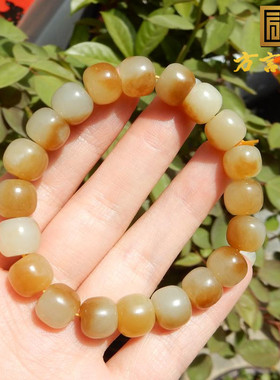 新疆且末料糖白玉10mm老型珠手链