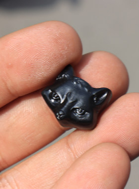 亏麻了方言和田玉精品新疆漆黑如墨墨玉小狐狸籽料DIY配饰手饰O