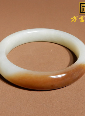 嗨了方言和田玉精品珍藏级新疆特色细腻且末料糖白玉卡54mm手镯A5