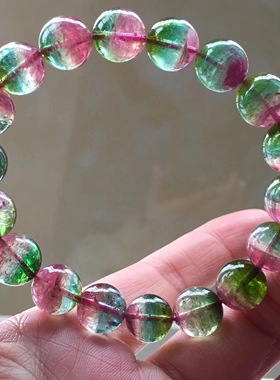 碧玺项链西瓜玻璃体老矿料手串