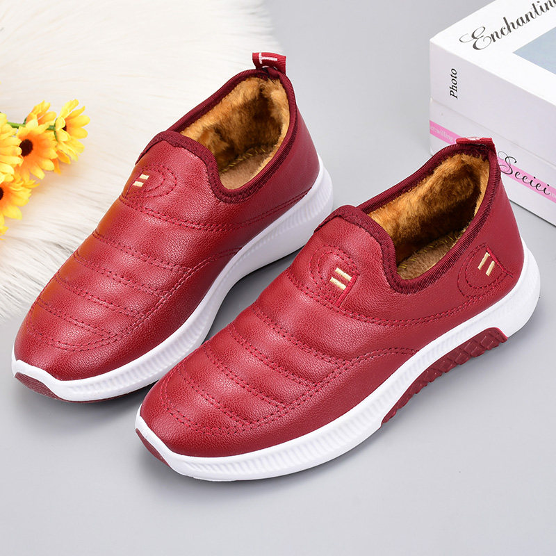 冬季老北京棉鞋女皮面防水加绒妈妈鞋休闲防滑保暖老人奶奶鞋棉靴,淘宝优惠券,粉丝福利购,淘宝优惠卷