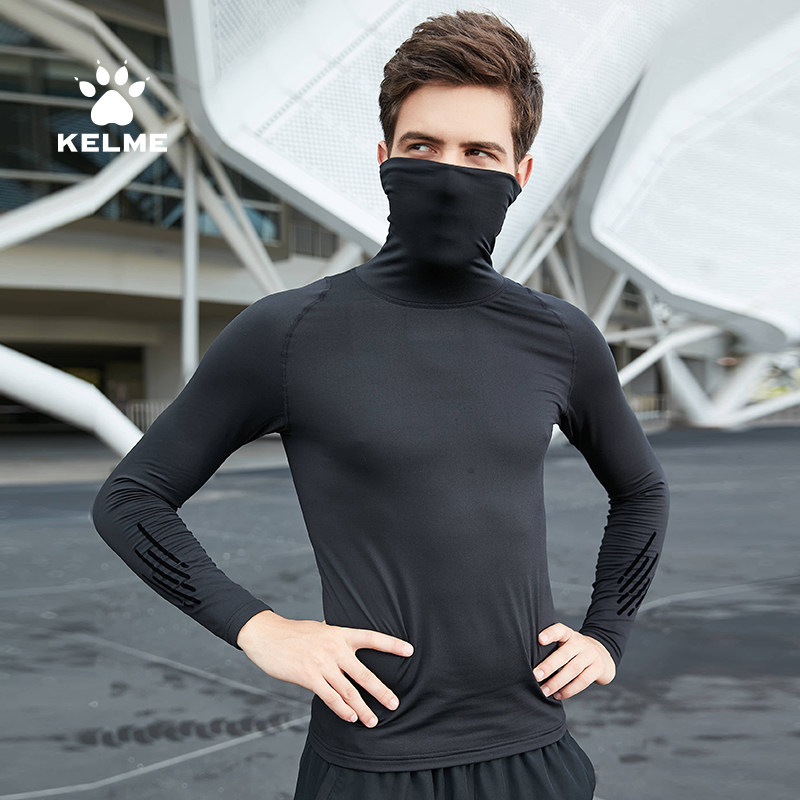 KELME卡尔美高领紧身衣男套头面罩长袖T恤足球加厚内搭打底健身衣,淘宝优惠券,粉丝福利购,淘宝优惠卷