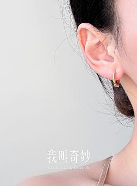 S925纯银不规则纹理耳环耳扣
