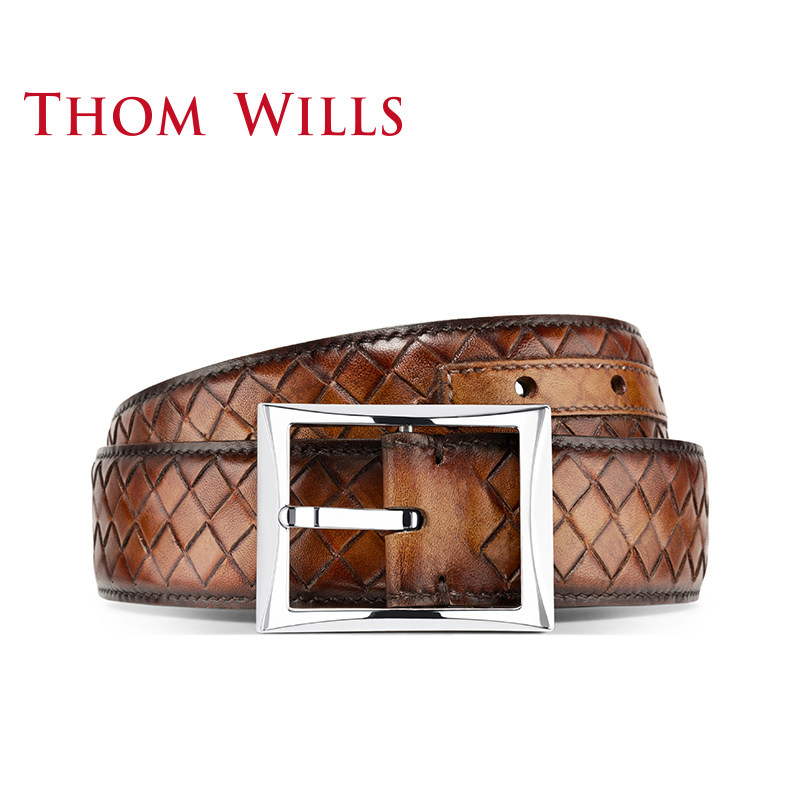 thomwills男真皮针扣3.5 cm宽皮带 thomwills腰带/皮带/腰链