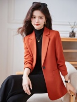 Gross orange suit jacket Womens autumn Winter thickened 2023 new Korean version Temperament Fashion Casual Orange West Suit