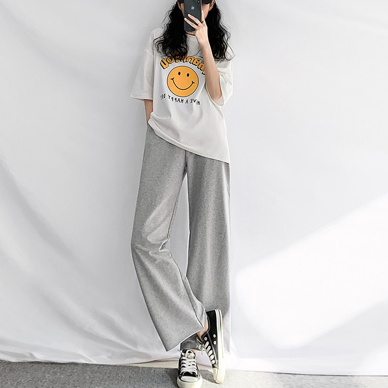 灰色阔腿裤2020秋大码休闲直筒裤子 玮岚国际休闲裤