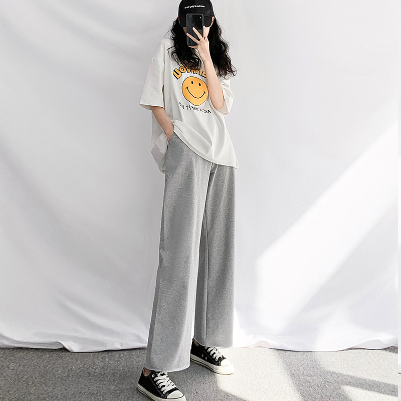 灰色阔腿裤2020秋大码休闲直筒裤子 玮岚国际休闲裤