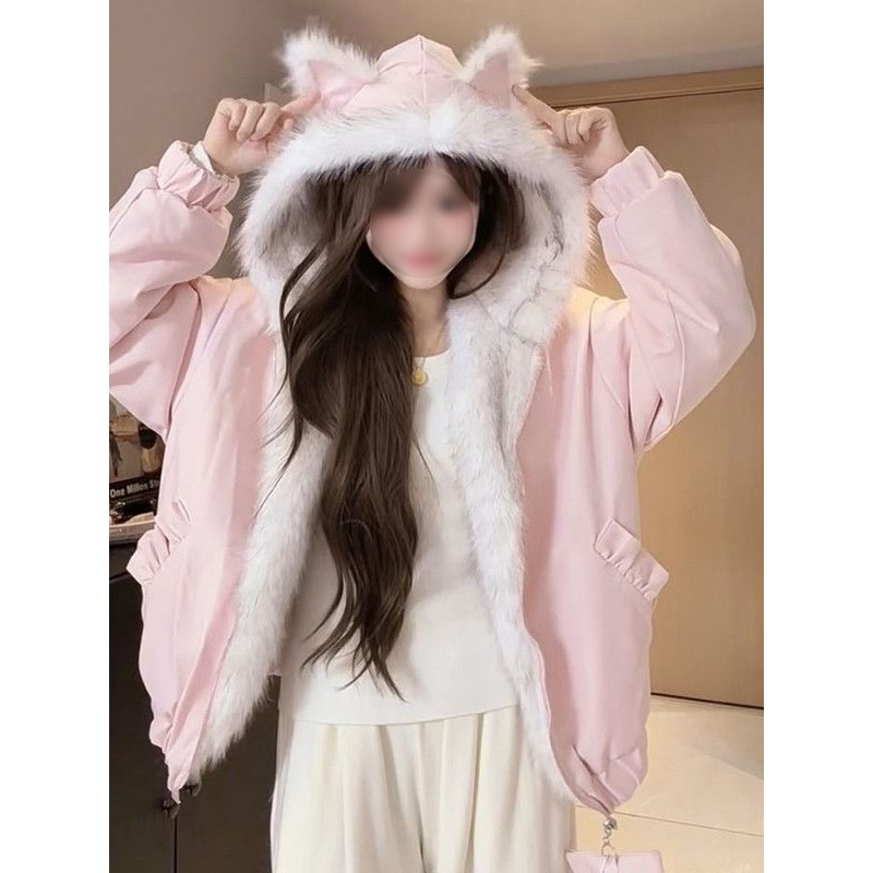 甜美小个子双面穿座山雕外套加厚保暖棉服女冬季新款可爱连帽棉衣,淘宝优惠券,粉丝福利购,淘宝优惠卷