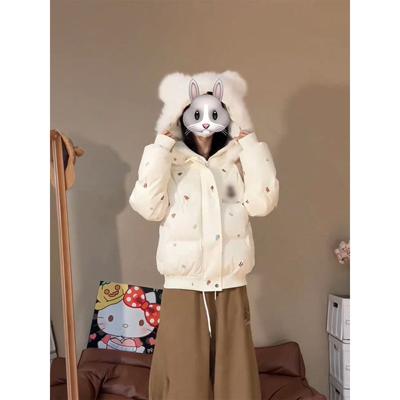 美式复古可爱高级感设计毛领连帽棉服女学生保暖宽松休闲百搭棉袄,淘宝优惠券,粉丝福利购,淘宝优惠卷