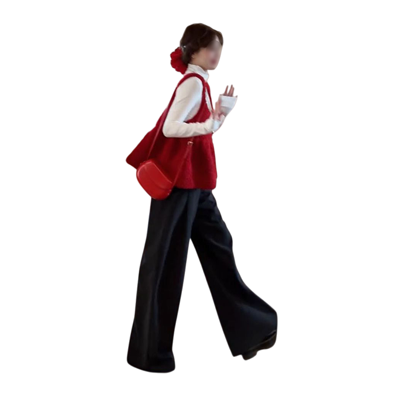 法式甜美减龄气质红色吊带背心女学生秋冬新款长袖打底衫两件套装,淘宝优惠券,粉丝福利购,淘宝优惠卷