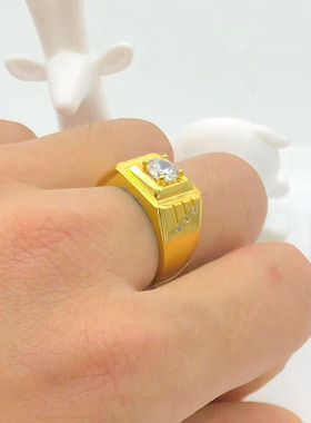 戒指纯金色仿钻石首饰