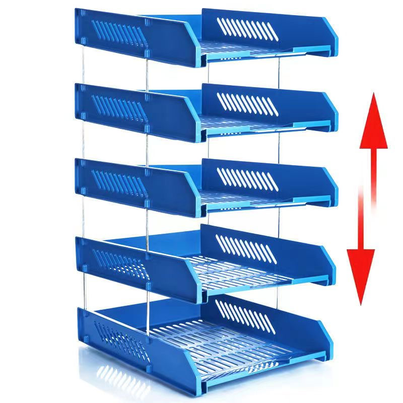 办公室A4文件架收纳盒桌面文具加厚文件收纳架多层资料整理置物架文件盘多层蓝色黑色浅灰色二层三层架子文件-图3