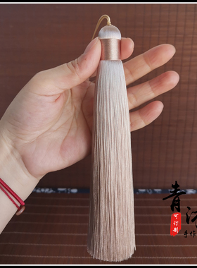 精致纯手工麻灰色中国结流苏穗