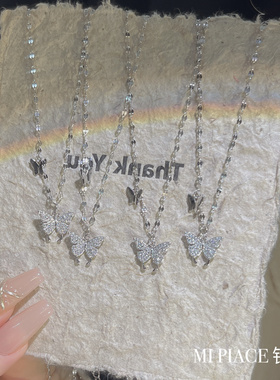 蝴蝶项链999足银情人节礼物