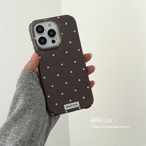 ANNACASE韩国ins米白灰咖色小波点适用苹果17promax手机壳iphone17光面15pro新款13全包16promax防摔保护套14 - 图3