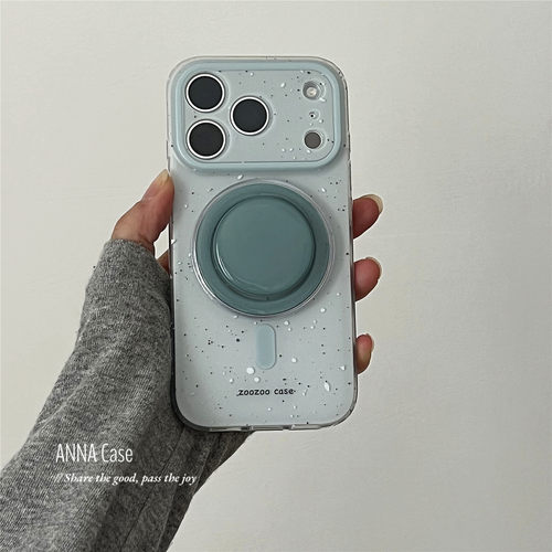 ANNACASE浅雾薄荷绿斑点磁吸支架手机壳适用iphone17promax苹果14全包17pro新款15pro软16Promax防摔保护套16 - 图3