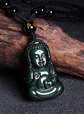 天然黑曜石官方正品宝宝佛吊坠