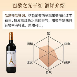 卡斯特法国原装进口巴黎之光chateau干红葡萄酒名酒红酒送礼正品